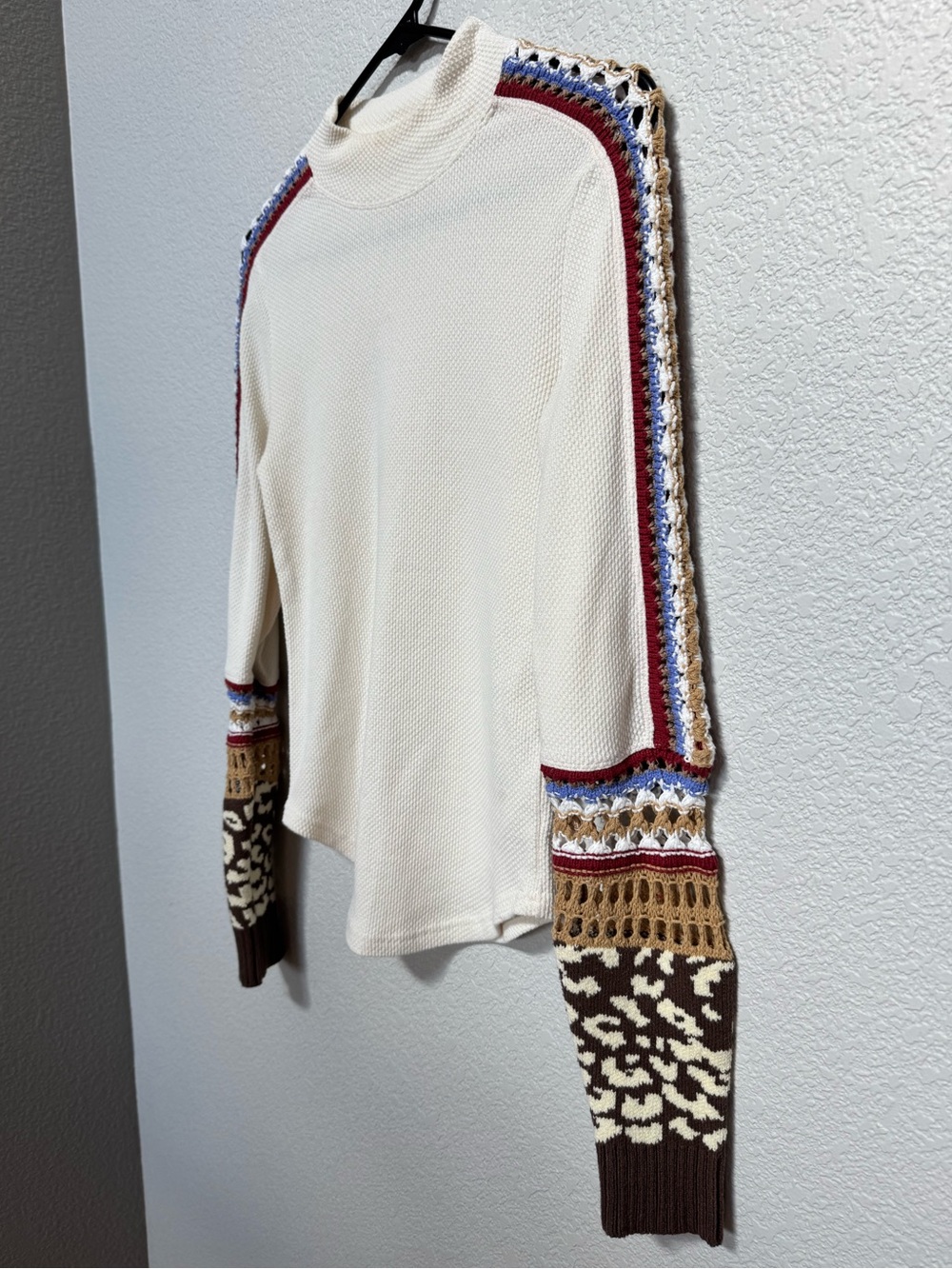 Free People Switch It Up Thermal Cream Womenโs S Crochet Sleeves